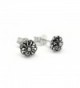 Sterling Silver Wire Loop Flowers Stud Post Earrings - CS11ECESNSX