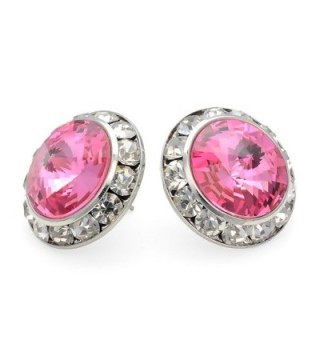 PammyJ Pink 20mm Crystal Framed Post Earrings - C6113W9K60R