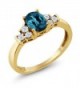 0.79 Ct Oval London Blue Topaz White Topaz 925 Yellow Gold Plated Silver Ring - CA117DQPZVZ