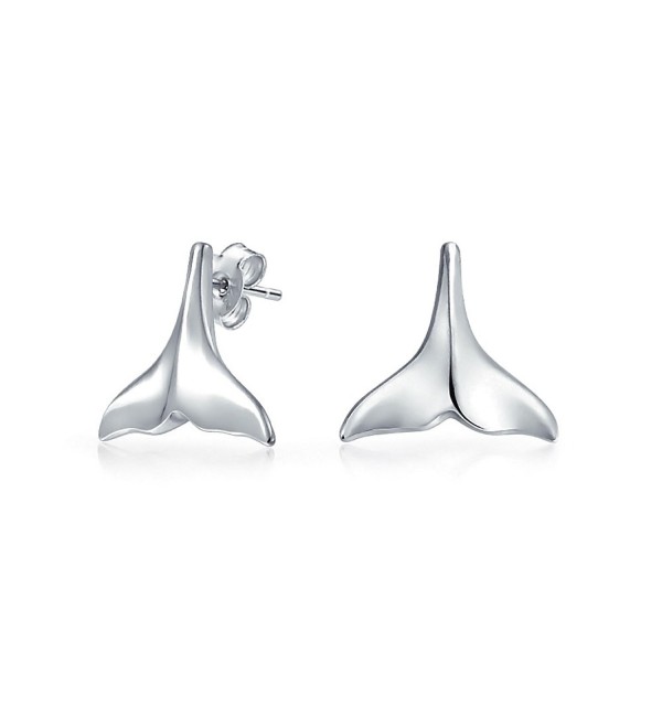 Bling Jewelry Nautical Whale Tail Petite Stud earrings 925 Sterling Silver 9mm - CV11KS9EB8R
