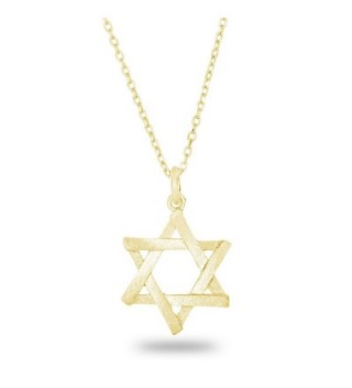 925 Sterling Silver Matte Finish Brush Textured 6 Point Jewish Star of David Pendant Necklace- 18" - C5122I8WGZF