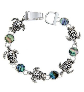 PammyJ Silvertone Turtle Charms and Abalone Bracelet with Magnetic Closure - C2118A50PZN