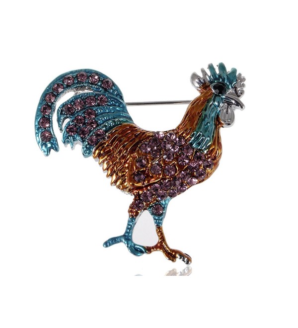 Alilang Colorful Crystal Rhinestone Rooster Cock Fashion Jewelry Pin Brooch - CD1138HQUDF