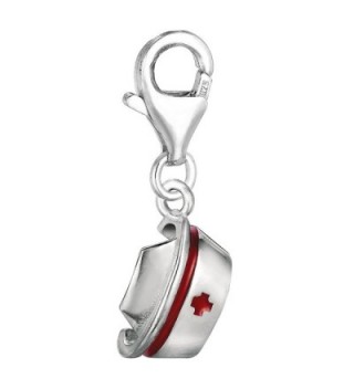 Sterling Silver And Enamel Clip On Nurses Cap Charm - C6115U6TISB