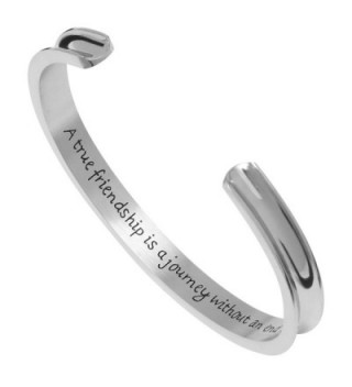 Premium Stainless Steel Inspirational Cuff Bangle Bracelet - "A true friendship is a journey without an end" - CO186HHD7S6