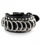 Black Leather Bracelet with Multi D-Rings and Studded Balls (Sold Ind.) - CX11798SFE1