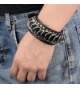 Black Leather Bracelet D Rings Studded in Women's Cuff Bracelets