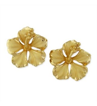 14kt Yellow Gold Plated Sterling Silver 1/2 Inch Hibiscus Stud Earrings - CE11MDMIA3X