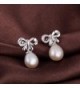 Earrings Sterling Bowknot Freshwater Hypoallergenic