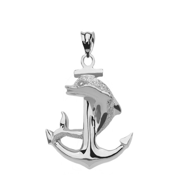 Textured Dolphin Anchor Sterling Silver Pendant - C3182K0G56X