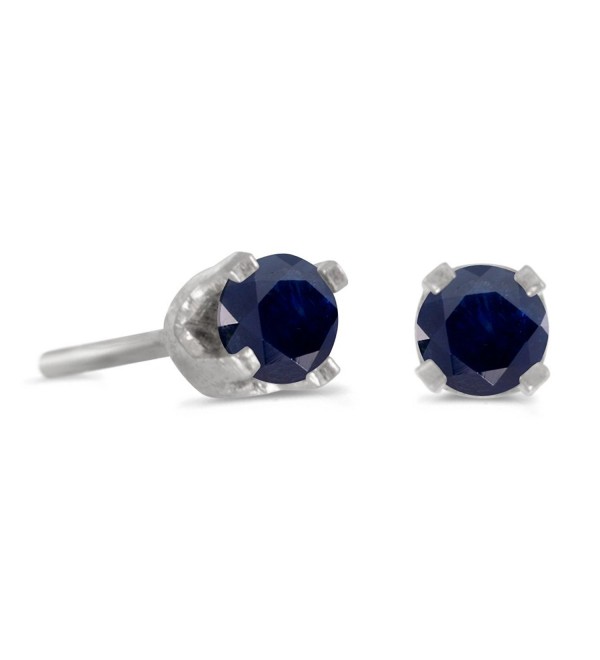3 mm Petite Round Genuine Sapphire Stud Earrings in 14k White Gold - C5115FZS8YR