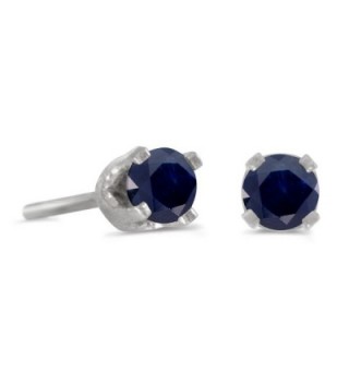 3 mm Petite Round Genuine Sapphire Stud Earrings in 14k White Gold - C5115FZS8YR