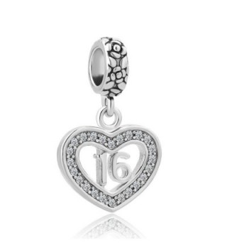 Charmed Craft Heart 18 Coming-of-age Sweet 16 Birthday Gifts Charms Crystal Dangle Beads For Bracelets - CF12OCSGPDD
