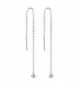 Amkaka 925 Sterling Silver Tassel Threader Drop Long Earrings for Women - CM17YK56GZK