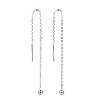 Amkaka 925 Sterling Silver Tassel Threader Drop Long Earrings for Women - CM17YK56GZK