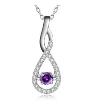 Foruiston Created Gemstone Sterling Silver Infinity Pendant Necklace for Women- 18'' - Created Amethyst - CU187DLGO4N