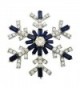 SELOVO Women's Sparkly Snowflake Brooch Pin Blue Crystal Silver Tone - CU12O0ESVP3