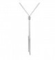 Long Tassel Necklace Y Shaped Adjustable Knot Snake Chain Double Pendant for Women (Long - 32") - Silver 2 Bar - C51879HX2DW