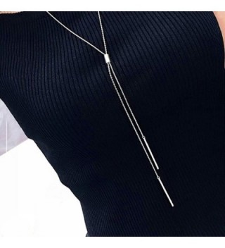 Long Tassel Necklace Y Shaped Adjustable Knot Snake Chain Double Pendant for Women Long - 32