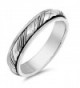 Oxidized Spinner Grooved Wedding Ring New .925 Sterling Silver Band Sizes 7-13 - C012G76BQEL