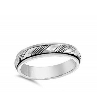 Oxidized Spinner Grooved Sterling Silver in Women's Wedding & Engagement Rings