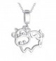 S925 Sterling Silver Cow Animal Pendant Necklace-18inch Rolo Chain - C412H6CKLHN