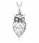 925 Sterling Silver Lovely Heart Owl Pendant Necklace 18" for Women - C8126QWT36J