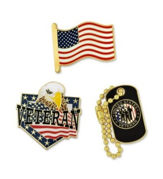 PinMart's Veteran American Flag & Dog Tag Pin Patriotic Enamel Lapel Pin Set - CT182IOZ65H