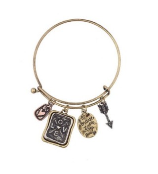 Lux Accessories Be Brave and Keep Going Inspirational Charm Bangle Bracelet - C312GFDT5KX