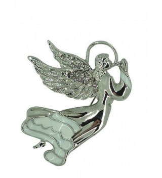 Guardian Angel Pin Brooch Rhodium Plated with Czech Crystals - C411I2JDYI3