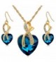 Large Heart Necklace & Drop Earrings Crystal Jewellery Set - IWTB - Blue - C71862W23UU