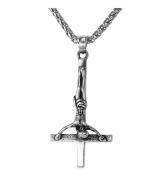 U7 St. Peter Cross Necklace Stainless Steel/18K Gold Plated Chain Inverted Cross Pendant - C512GYN1DDV