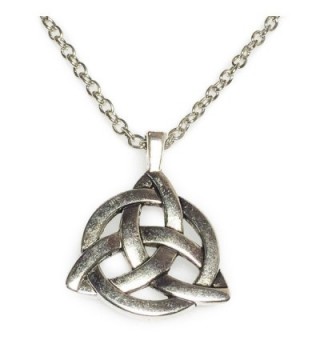 Celtic Triangle Knot Silver Tone Pendant Necklace - CA11Z1VHJB3