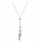Amanda Rose Beaded Fringe Lariat Necklace in Sterling Silver on a 18 inch chain - C817Z292O3I