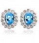 2018 MOTHERS DAY LOVE ROMANTIC GIFT 18K White Gold Plated Austrian Crystal Accented Blue Stud Fashion Earrings - C317YEYHMWE
