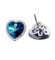 Blue Swarovski Crystal Halo heart Stud Earrings - CZ182K4XXTN