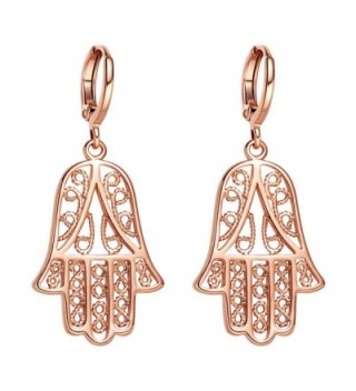 Beautiful and Cute Evil Eye Protection Reflection Hamsa Hand Amulets Gold-Tone Filigree Style Earrings - CF12N84S7CA