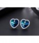 Blue Swarovski Crystal heart Earrings in Women's Stud Earrings