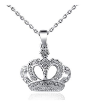 AROUND 101 Swarovski Elements You Are My Queen Crown Diamond Pendant Necklace - C012FJ1Q31L