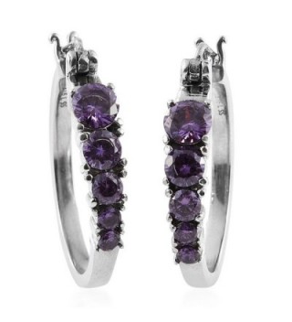 Purple Cubic Zirconia Stainless Steel Hoop Earrings TGW 5.860 Ct - CJ183M3K4XZ