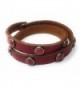 Most Wanted Slim Double Wrap Leather Bold Rivet Bracelet - Red - C912O6UIX5B