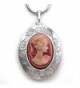 Pink Cameo Necklace Locket Pendant Charm for Women - C811E66CSYH