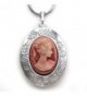 Pink Cameo Necklace Locket Pendant Charm for Women - C811E66CSYH