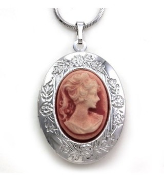 Pink Cameo Necklace Locket Pendant Charm for Women - C811E66CSYH