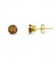 Round 4mm Coffee Brown CZ Stud Earrings (0.86 cttw) Sterling Silver- 14k Yellow or Rose Goldplate - CU11KKCGU9Z