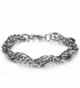 Flongo Men's Womens Stainless Steel Buckle Chain Link Bracelet- Fit 7-8 inch Wrist - CX11RLE0Q8B