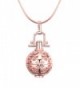 Dahlia Women's Pendant Necklace - Simulated Pearl Ball Cage - Rose Gold - CZ11Y5PMNSP