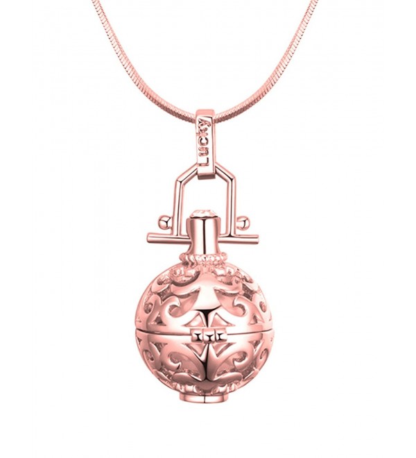 Dahlia Women's Pendant Necklace - Simulated Pearl Ball Cage - Rose Gold - CZ11Y5PMNSP