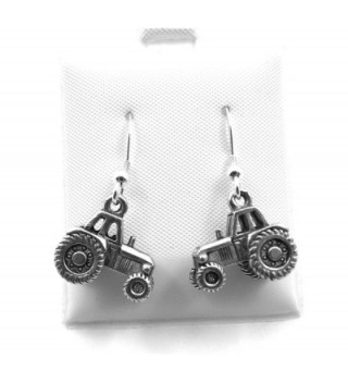 Silver Pewter Tractor Earrings Hypoallergenic