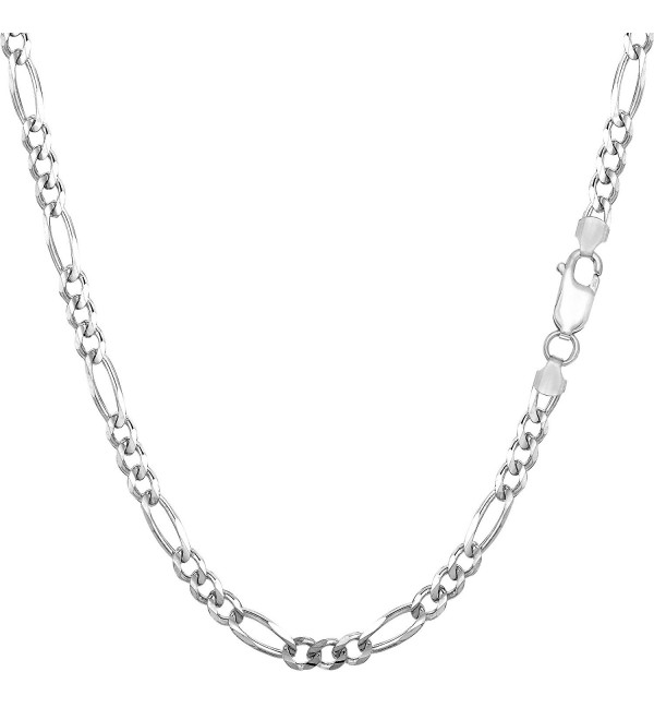 Sterling Silver Rhodium Plated Figaro Chain Necklace- 3.0mm - CV1150Z0AFV
